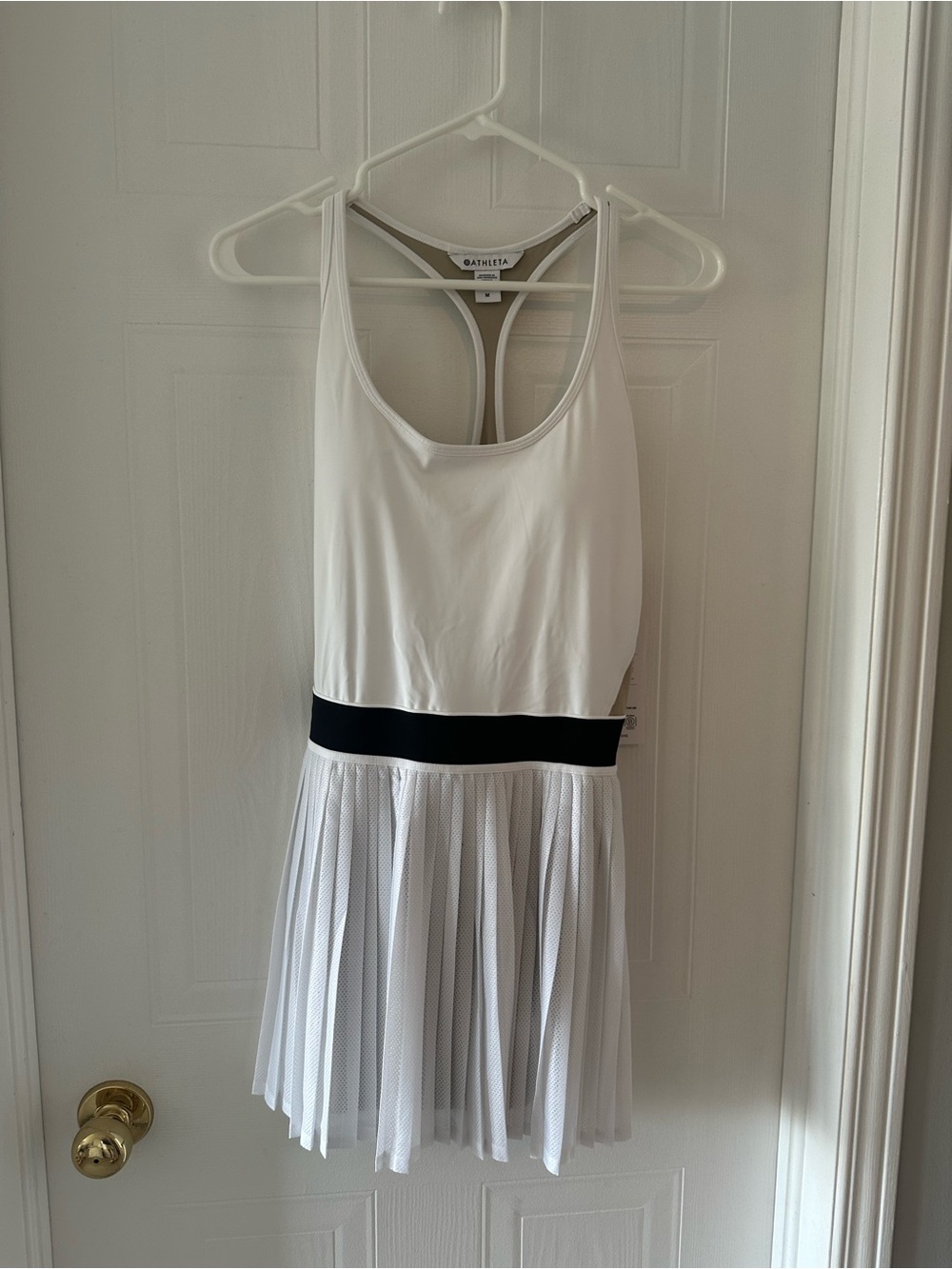 Athleta White Tennis Dress with Black Waistband